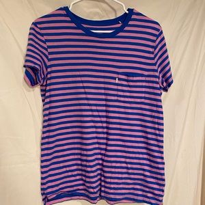 Bubble gum pink and blue striped Levi’s tee shirt